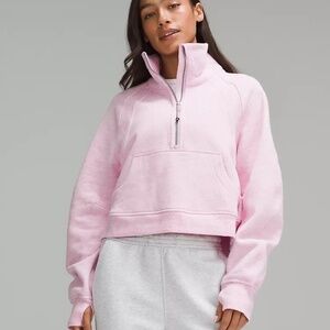 Lululemon Athletica Scuba Oversized Funnel Neck Half-Zip Heathered Pink M/L